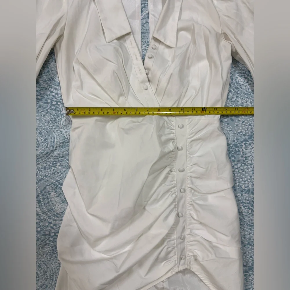 ASOS White Button-Down Ruched Dress